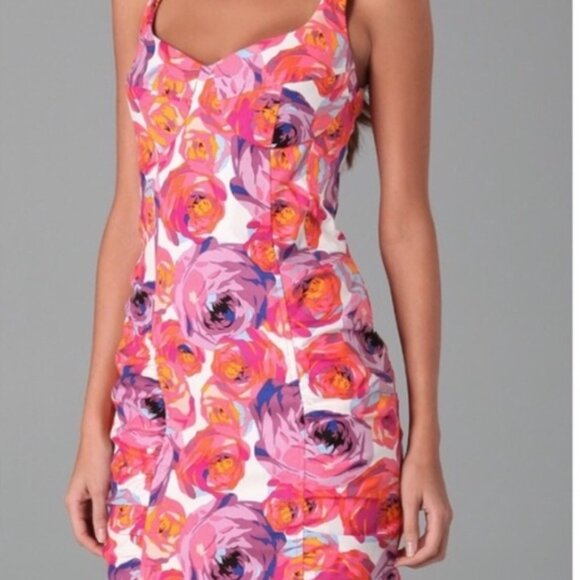 Nanette Lepore Size 2 Anthropologie Pink Purple Floral‎ Ruched Candy Girl Dress - Picture 3 of 8